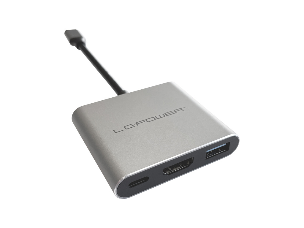 LC-Power USB-C HubUSB-A,  USB-C (PD 100W),1x HDMI do 4k UHD